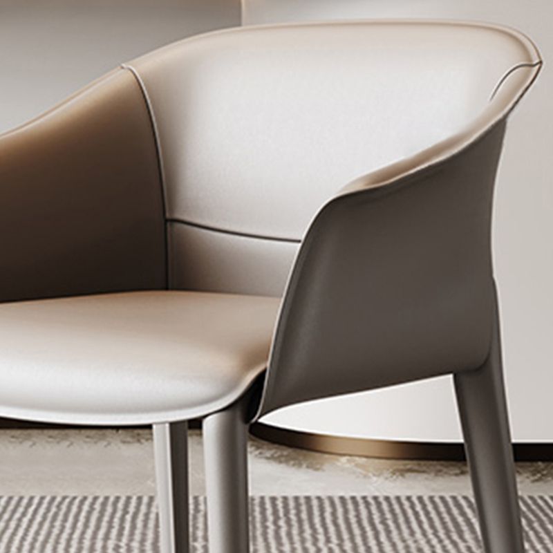 Modern Style Arm Chair Metal Solid Back Dining Room Chair for Kitchen