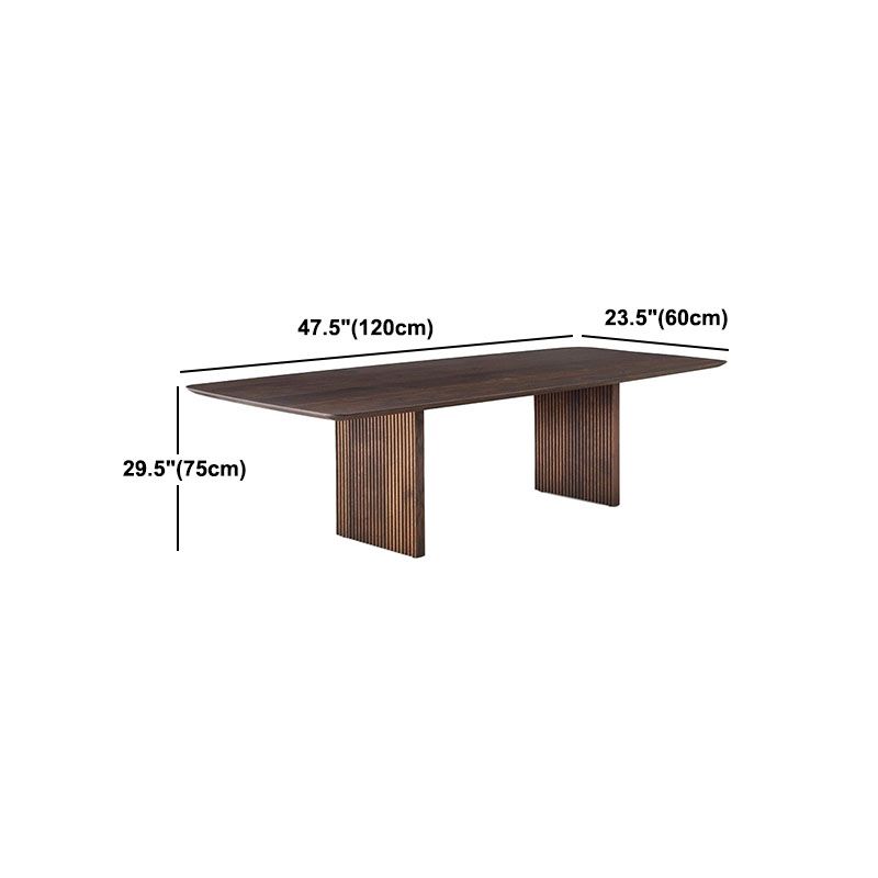 Solid Wood Modern Dining Table Rectangle Kitchen Furniture with Double Pedestal Base Clearhalo 'Dining Tables & Seating' 'Dining Tables' 'dining_table' 'furn' 'furn_dining_table' 'Furniture' 'furniture_dining_table' 'Kitchen & Dining Furniture' 'kitchen' 'kitchen_dining_table' 1200x1200_f9d6c3a2-92d4-4e75-94d9-c280600a932c