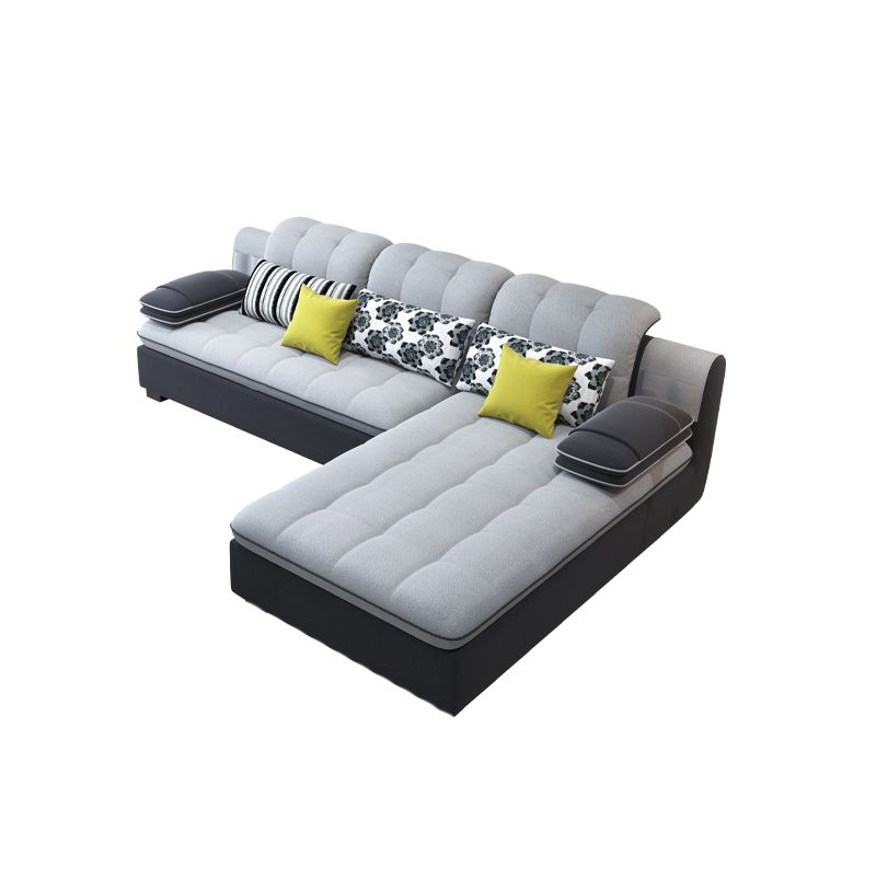 Scandinavian Light Gray Pillow Top Arm Sofa Slipcovered Sectional with Pocket Storage Clearhalo 'furn' 'furn_sectionals' 'Furniture' 'furniture_sectionals' 'Living Room Furniture' 'Sectionals' 1200x1200_f9d86011-23e3-42fa-87f7-1f65a9a0931f