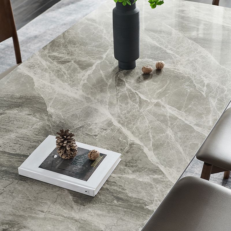 Glam Sintered Stone Standard Dining Table Gray Rectangle Shape Dining Table for Kitchen Clearhalo ' dining_table' 'Dining Tables & Seating' 'Dining Tables' 'furn' 'furn_dining_table' 'Furniture' 'furniture_dining_table' 'Kitchen & Dining Furniture' 'kitchen&dining_furn' 'kitchen' 'kitchen_dining_table' 1200x1200_f9d9b664-72a3-465f-8b39-b3b51980d495