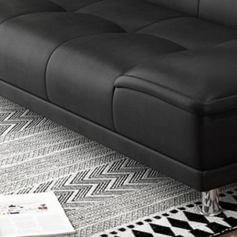 コンテンポラリーコンバーチブルアームレスコットンブレンドとフェイクレザーソファベッド