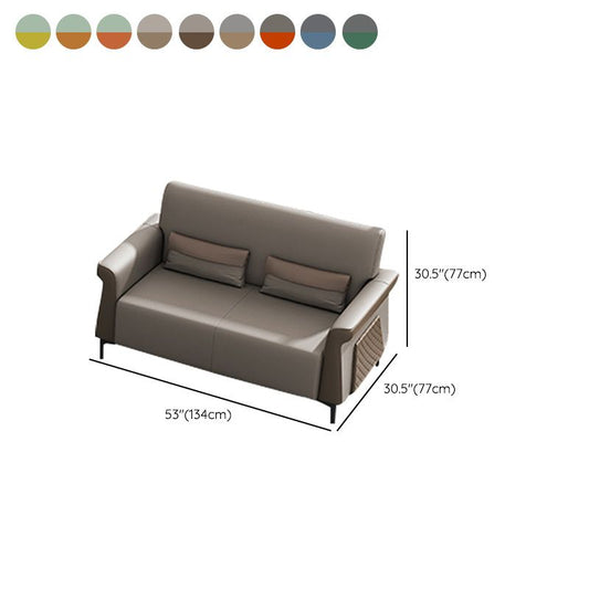 Flared Arm Sofa 30.31" High Faux Leather Sofa with Loose Back