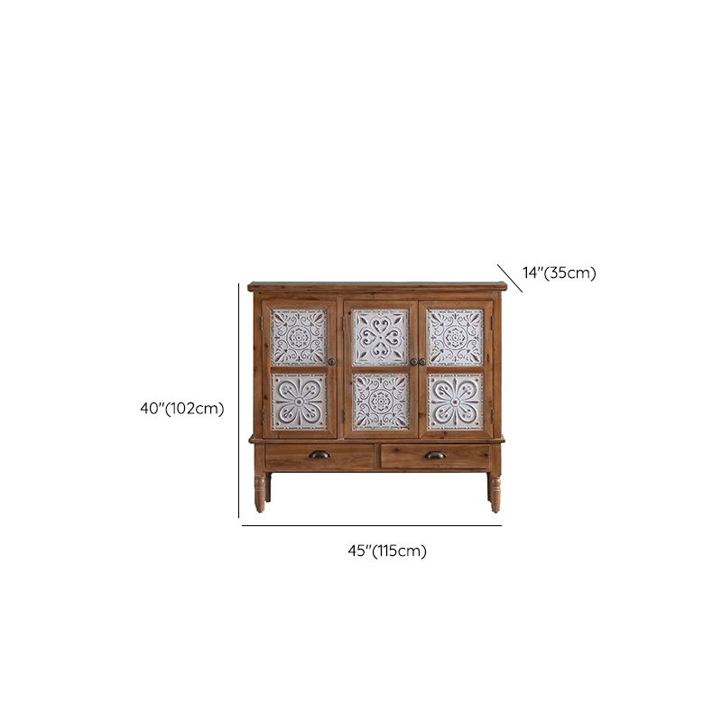 Gabinete de acento de madera angustiado cofre de madera maciza industrial con cajones