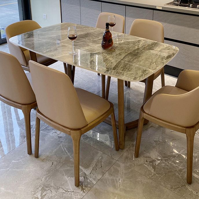 Sintered Stone Modern Rectangle Dining Table Grey Stone Top Table with Trestle Base Clearhalo ' dining_table' 'Dining Tables & Seating' 'Dining Tables' 'Furniture' 'furniture_dining_table' 'Kitchen & Dining Furniture' 'kitchen&dining_furn' 'kitchen' 'kitchen_dining_table' 1200x1200_f9dd601d-f13f-464f-91e2-c4570fac7f7b