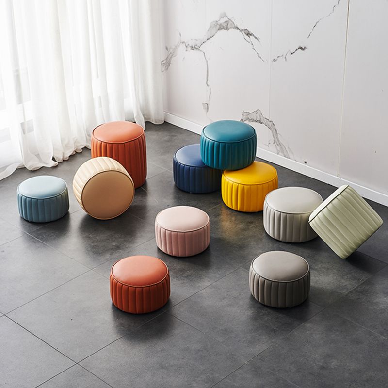 Modern Water Resistant Pouf Pure Color Round Leather Indoor Pouf Clearhalo 'furn' 'furn_ottomans_poufs' 'Furniture' 'Living Room Furniture' 'Ottomans & Poufs' 'ottomans_poufs' 1200x1200_f9df1b83-3ad4-41cd-880c-221746af837d