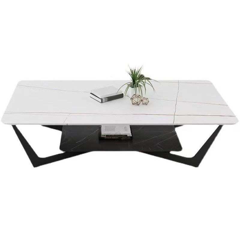Slate Rectangular Coffee Table Modern Minimalist Cross Legs Coffee Table