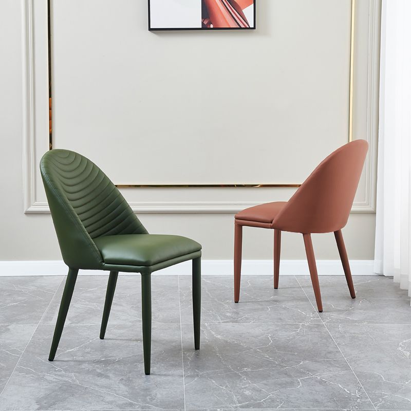 Contemporary Design Armless Solid Back Side Chairs Leather Dining Chairs for Home Clearhalo ' kitchen&dining_furn' 'Dining Chairs' 'Dining Tables & Seating' 'dining_chair' 'furn' 'furn_dining_chair' 'Furniture' 'furniture_dining_chair' 'Kitchen & Dining Furniture' 'kitchen' 1200x1200_f9e3aa05-383a-4e25-b184-822d0751a733