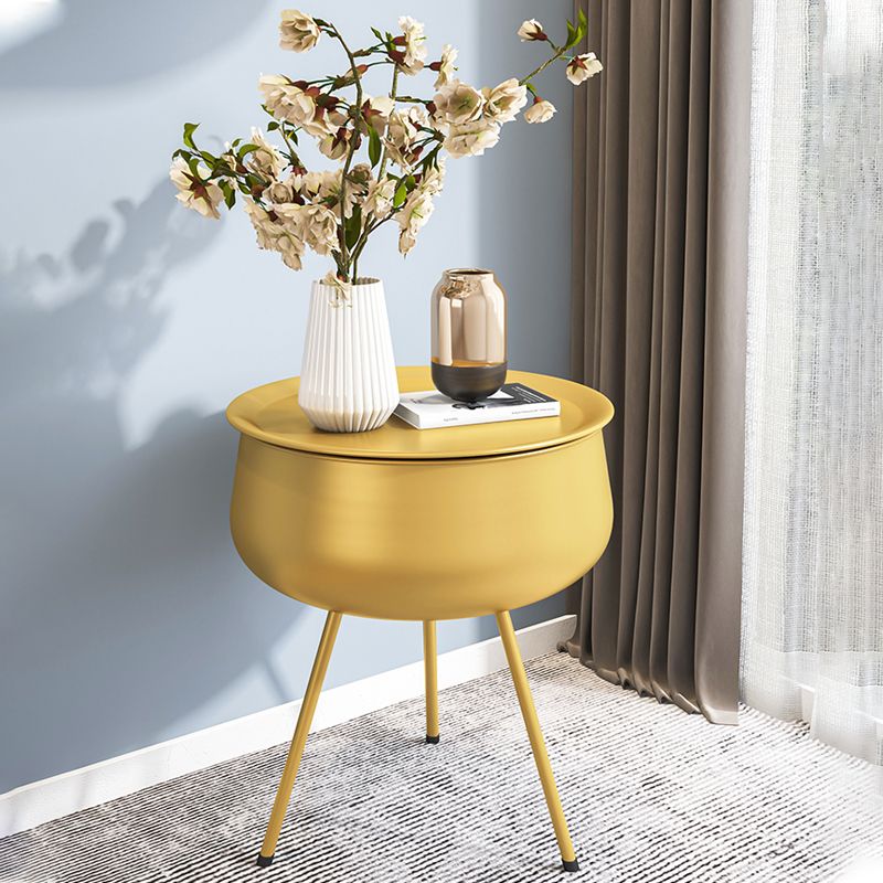 Tavolino in metallo rotondo in metallo rotondo alto 26,5 "Tavolo da gambe 3 gambe