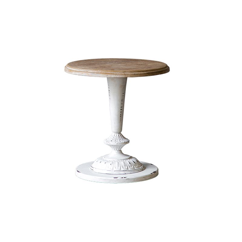 French Country Distressed Cocktail Table Wooden Round Top Shape Coffee Table