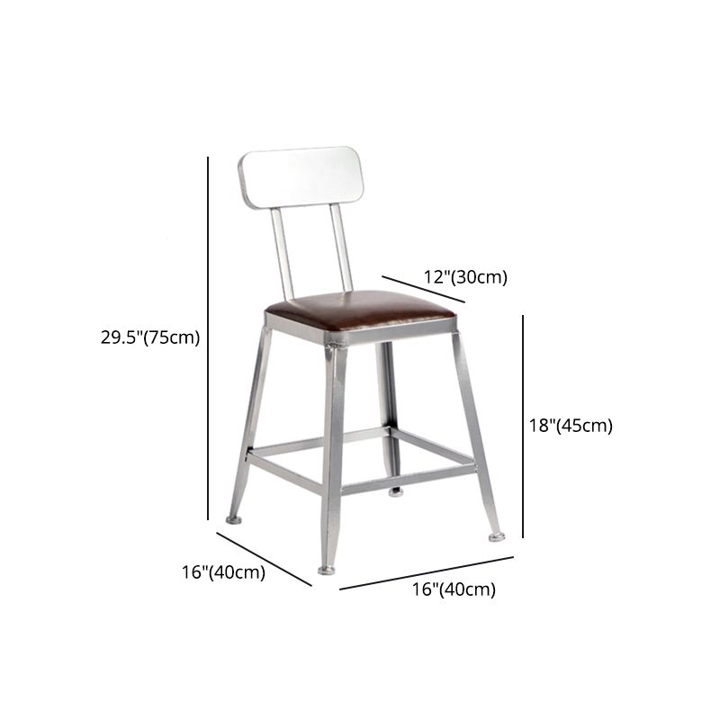 Armless Indoor Barstool Industrial Leather Counter Stool Brushed Silver Clearhalo 'Bar Furniture' 'Bar Stools' 'bar_stools' 'furniture_bar_stools' 'Kitchen & Dining Furniture' 'kitchen&dining_furn' 'kitchen' 'kitchen_furn' Furniture' 1200x1200_f9e7917b-589b-4542-bf51-daace142f6af