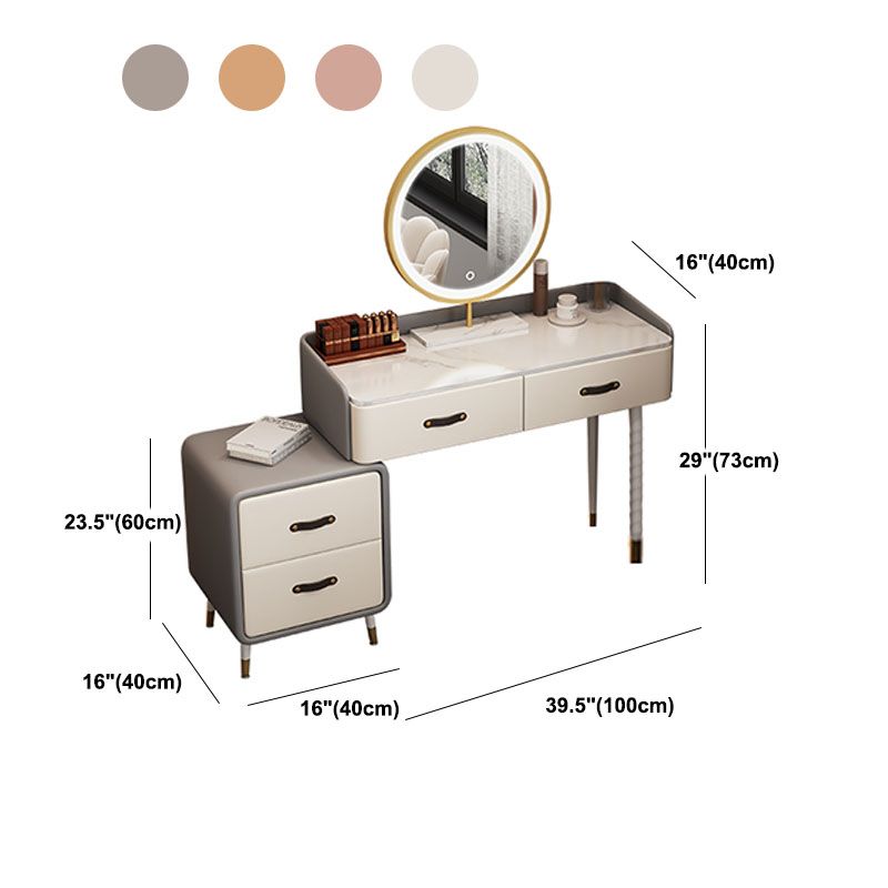 Glam Make-up Vanity Slate Top Vanity Dressing Table Set with Drawers