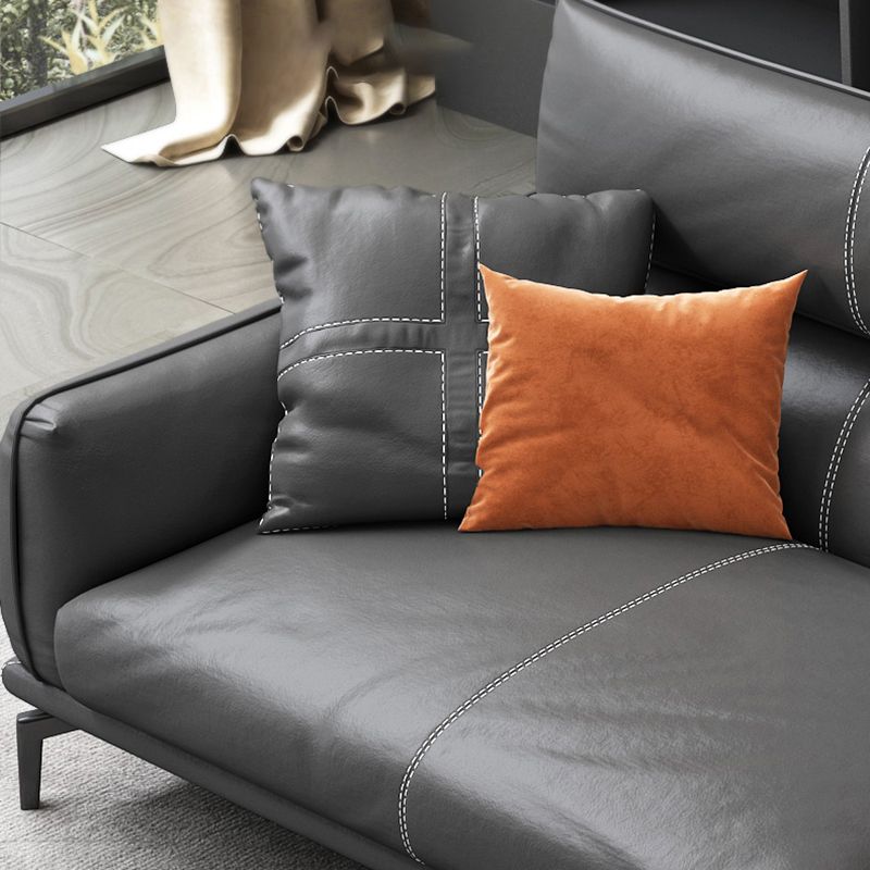 Upscale Grey Sofa with Four Legs Leather Sofa Living Room Seating Clearhalo 'furn' 'furn_sofas' 'Furniture' 'Living Room Furniture' 'Sofa' 'sofas' 1200x1200_f9e908b3-cf8a-4e97-bc4b-d249b738e5b6