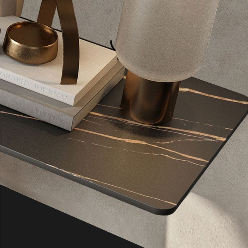 Modern Rectangular Console Table Stone Console Sofa Table in Grey/Black
