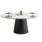 Modern Round Dining Table White and Black Metal Base Convertible Dining Table