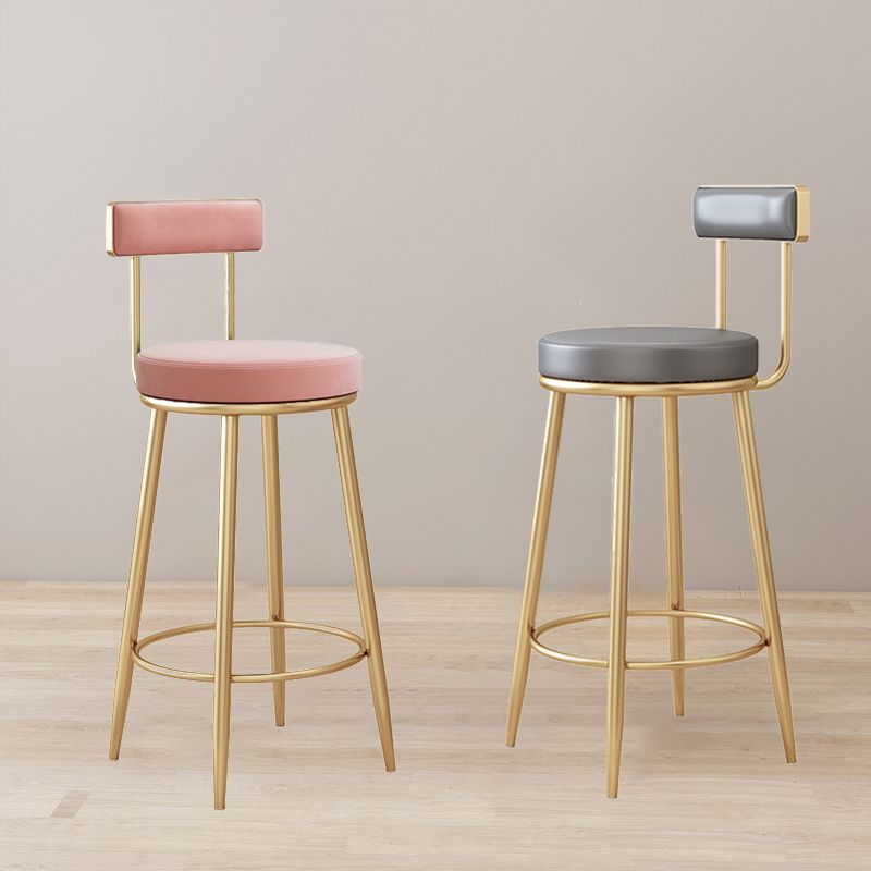 Tabouret de bar à ossature en métal moderne Bas dossier rond sans repose-pied avec repose-pieds