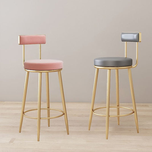 Sgabello moderno in metallo sgabello posteriore bassa sedile rotondo senza braccio con poggiapiedi