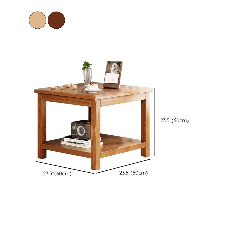 Contemporary Side Table Double Tier Wood Accent Side Table with Shelf