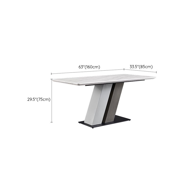 Rectangle Stone Top Dining Table Metal Pedestal Dining Table for Dining Room Clearhalo 'Dining Tables & Seating' 'Dining Tables' 'dining_table' 'furn' 'furn_dining_table' 'Furniture' 'Kitchen & Dining Furniture' 1200x1200_f9ecfbfa-fe94-4491-bb1a-c181ed305eb7