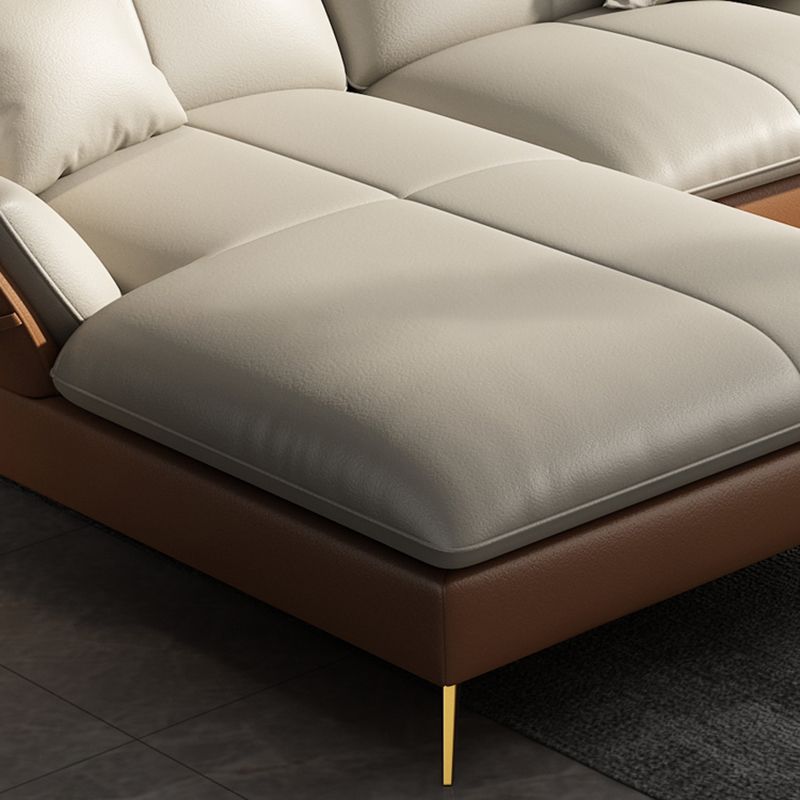 Faux Leather Cushion Back Sectional 32.68"High Pillow Top Arm Sofa with Storage Clearhalo 'furn' 'furn_sectionals' 'Furniture' 'furniture_sectionals' 'kitchen' 'kitchen_sectionals' 'Living Room Furniture' 'Sectionals' 1200x1200_f9eef2ee-d53c-453e-aa3e-b7a9e60fb162