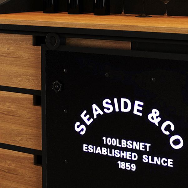 Modern Dining Room Credenza Sliding Doors Metal and Wood Buffet in Black Clearhalo 'buffet_sideboard' 'Buffets & Sideboards' 'furn' 'furn_buffet_sideboard' 'Furniture' 'furniture_buffet_sideboard' 'Kitchen & Dining Furniture' 1200x1200_f9ef84b4-a527-4266-970b-50629d6c1663