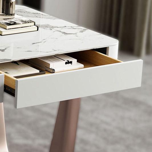 3つの引き出しライティングデスク長方形の形をしたオフィスデスクは白です