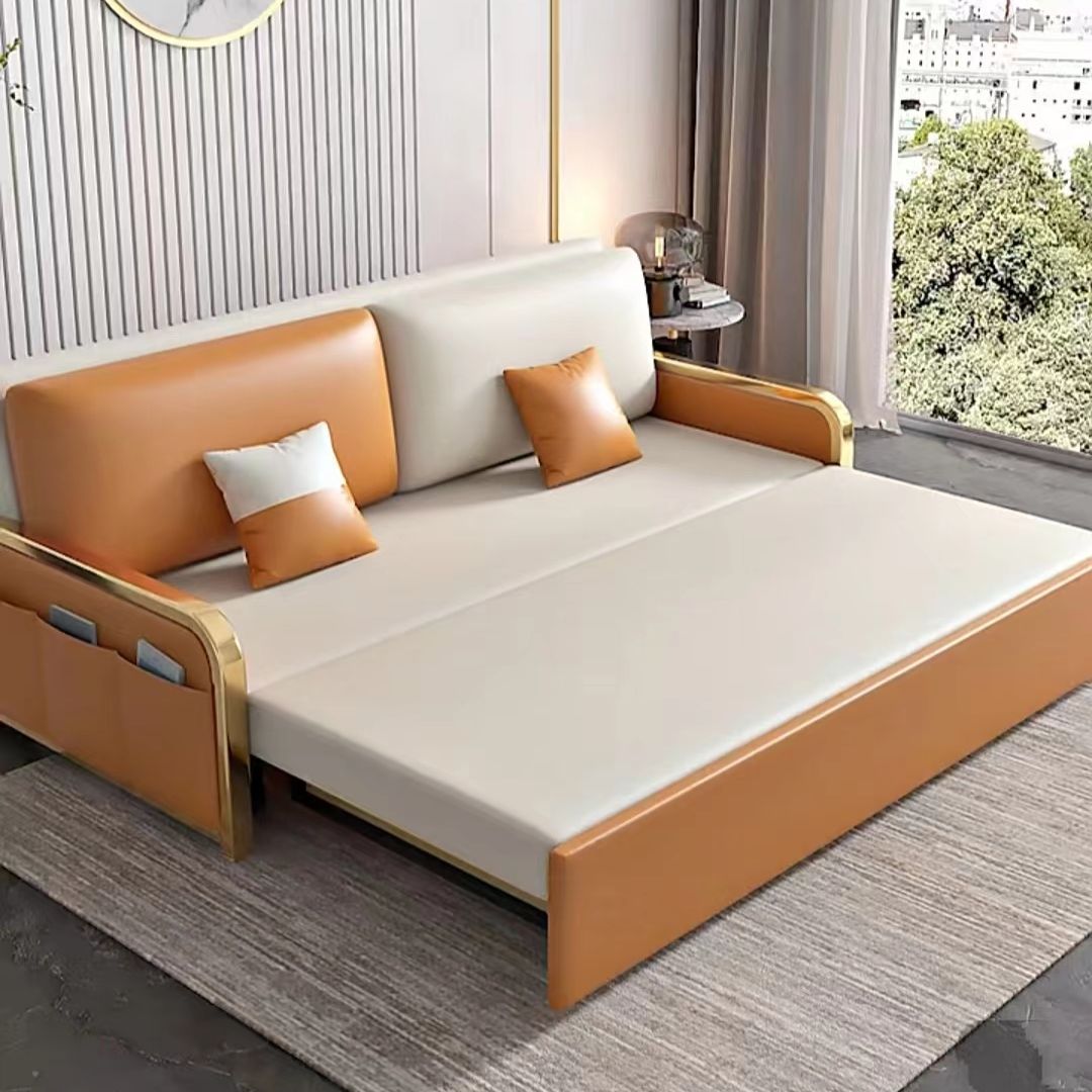 34.6 "Hリビングルーム用の現代フェイクレザーアームレスソファベッド