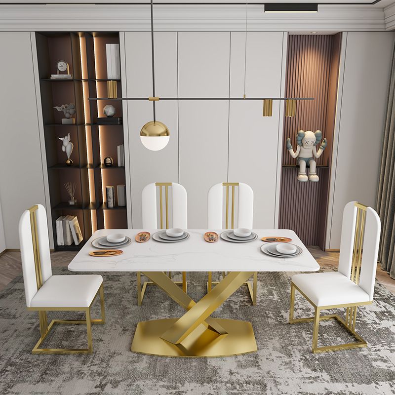 Sintered Stone Dining Table Traditional Luxury Pedestal Table with Gold Frame Clearhalo ' dining_table' 'Dining Tables & Seating' 'Dining Tables' 'furn' 'furn_dining_table' 'Furniture' 'furniture_dining_table' 'Kitchen & Dining Furniture' 'kitchen&dining_furn' 'kitchen' 'kitchen_dining_table' 1200x1200_f9f2bb6f-fab2-412c-84b5-4cc38bc12203