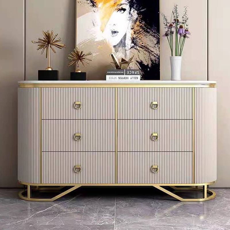 Commode en pierre de coffre de rangement Glam classique de 15,6 pouces de largeur avec 6 tiroirs