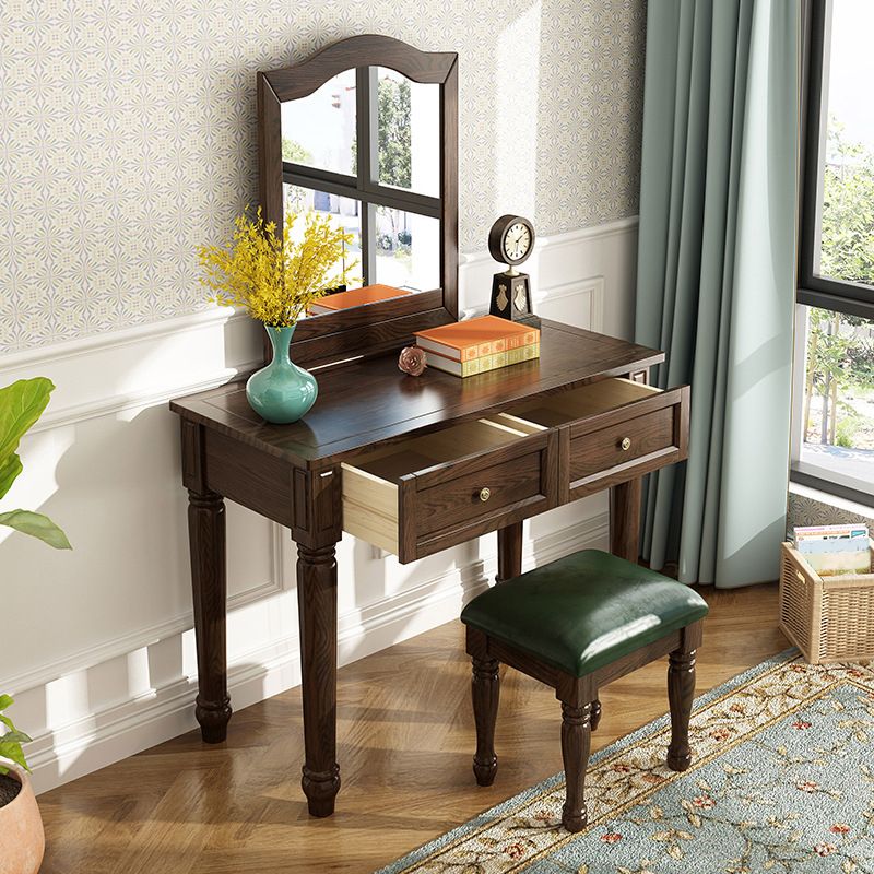 18.50" Wide Solid Wood Vanity Set with Mirror and Drawer Traditional Make-up Vanity