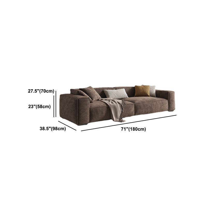Brown Scandinavian Sectional/Sofa with Square Arm for Apartment