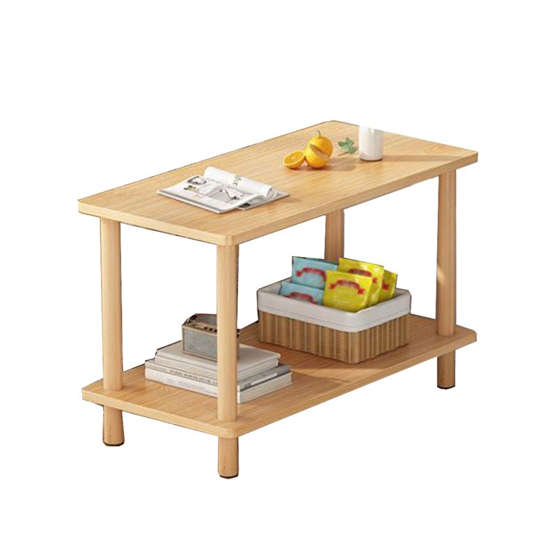 Scandinavian Wood Top End Table 4 Legs Sofa Side Table with Storage