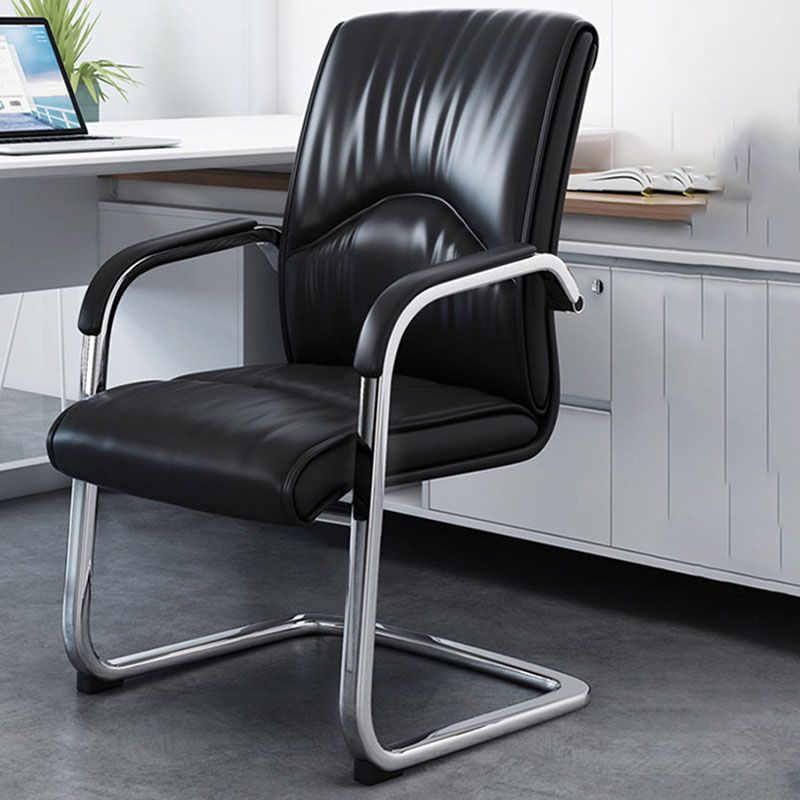 Modern Leather Management Conference Chair No Wheels Conference Chair Clearhalo 'furn' 'furn_office_chair' 'Furniture' 'Office Chairs' 'Office Furniture' 'office_chair' 1200x1200_f9f60ecb-f11d-498c-8994-9c81b3b7dac5