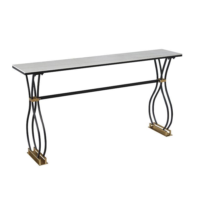 Rectangle Sintered Stone Dining Table Black and Metal Base Bar Table Clearhalo 'Bar Furniture' 'Bar Tables' 'bar_tables' 'furn' 'furn_bar_tables' 'Furniture' 'Kitchen & Dining Furniture' 1200x1200_f9f747d2-32b0-4c35-840b-449a11315f62