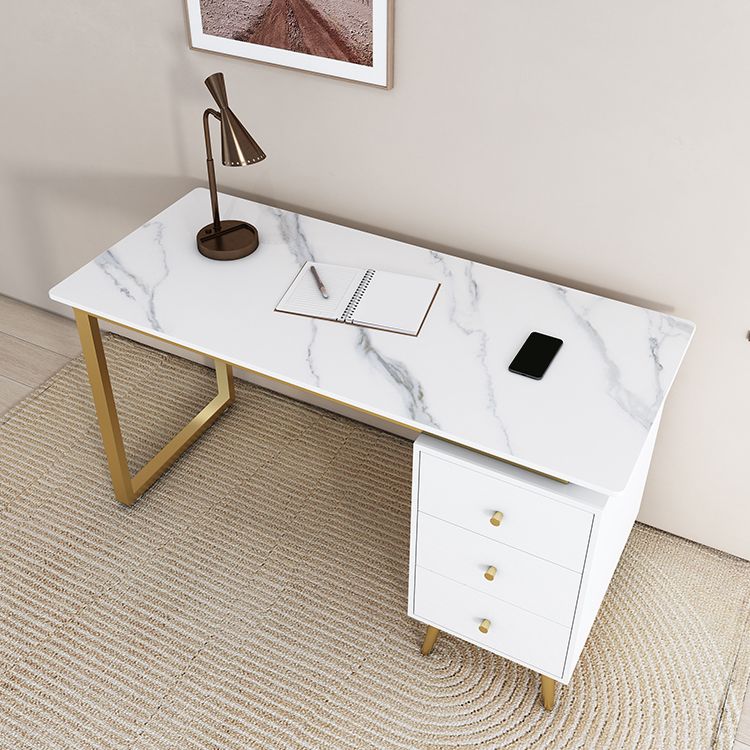 Glam 29.53 "großer Schreibtisch Stein Rechteckiger Büroschreibtisch mit Schubladen