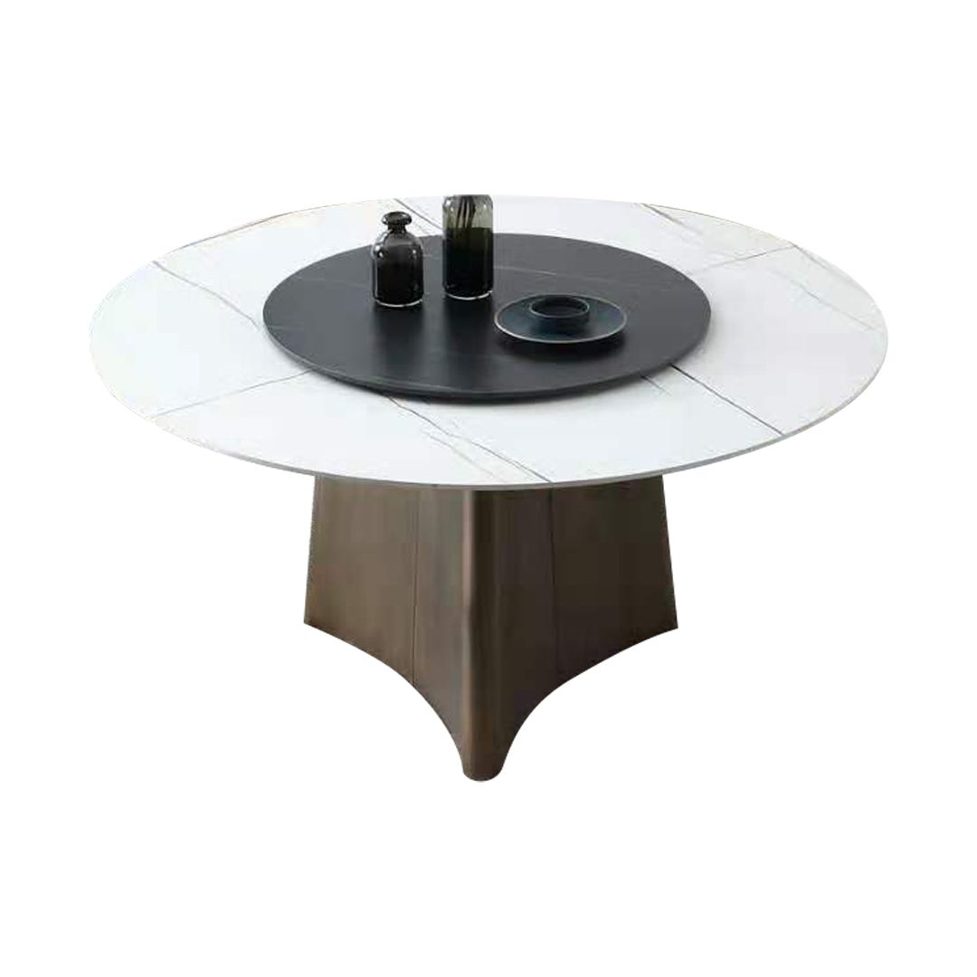 Contemporary Round Stone Standard Height Table Dining Table with Pedestal Base Clearhalo ' dining_table' 'Dining Tables & Seating' 'Dining Tables' 'furn' 'furn_dining_table' 'Furniture' 'furniture_dining_table' 'Kitchen & Dining Furniture' 'kitchen&dining_furn' 'kitchen' 'kitchen_dining_table' 1200x1200_f9f81989-6625-4a89-8397-b8dec86b020b