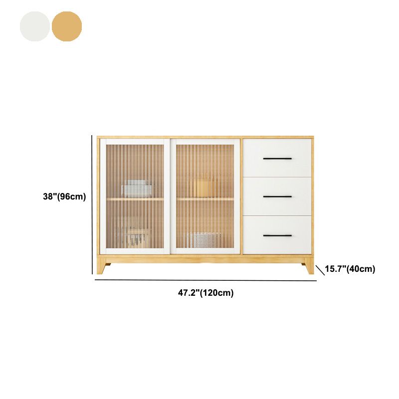 Modern Credenza Engineered Wood Sideboard Table with Sliding Glass Door Clearhalo 'buffet_sideboard' 'Buffets & Sideboards' 'furn' 'furn_buffet_sideboard' 'Furniture' 'Kitchen & Dining Furniture' 1200x1200_f9f89c41-7700-4061-992a-93a751f00217