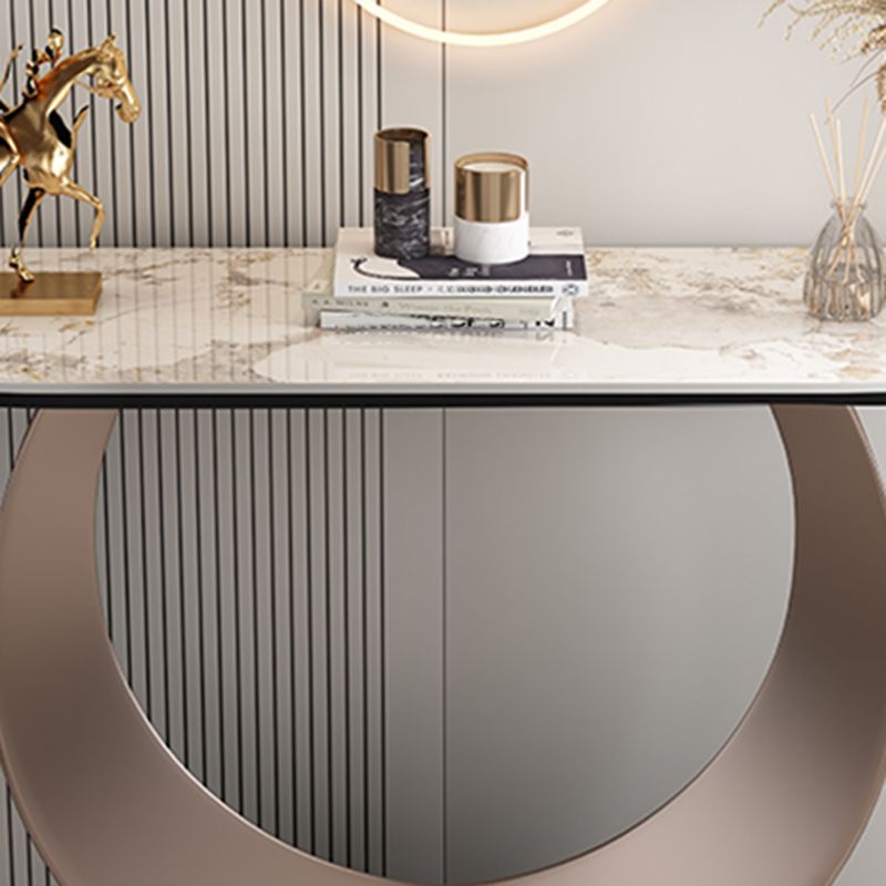 Contemporary Console Table Stone Half Moon End Table , 33.46" Tall