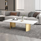 Glam 15.7" H Rectangle Slate Coffee Table Steel 2 Legs Cocktail Table