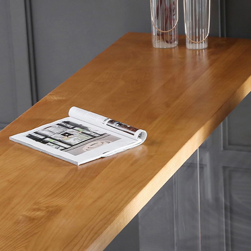 Contemporary Style Solid Wood Top Dining Table with Acrylic Base Clearhalo 'Bar Furniture' 'Bar Tables' 'bar_tables' 'furn' 'furn_bar_tables' 'Furniture' 'Kitchen & Dining Furniture' 1200x1200_f9fcc304-b66a-4cad-b015-a59279e356c9
