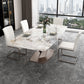 Luxury Sintered Stone Dining Table Rectangle Indoor Table with Gold Metal Pedestal