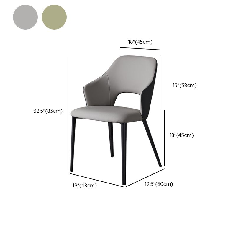 Eigentijdse kunstleren eetkamerstoelen met zwarte poten en fauteuil