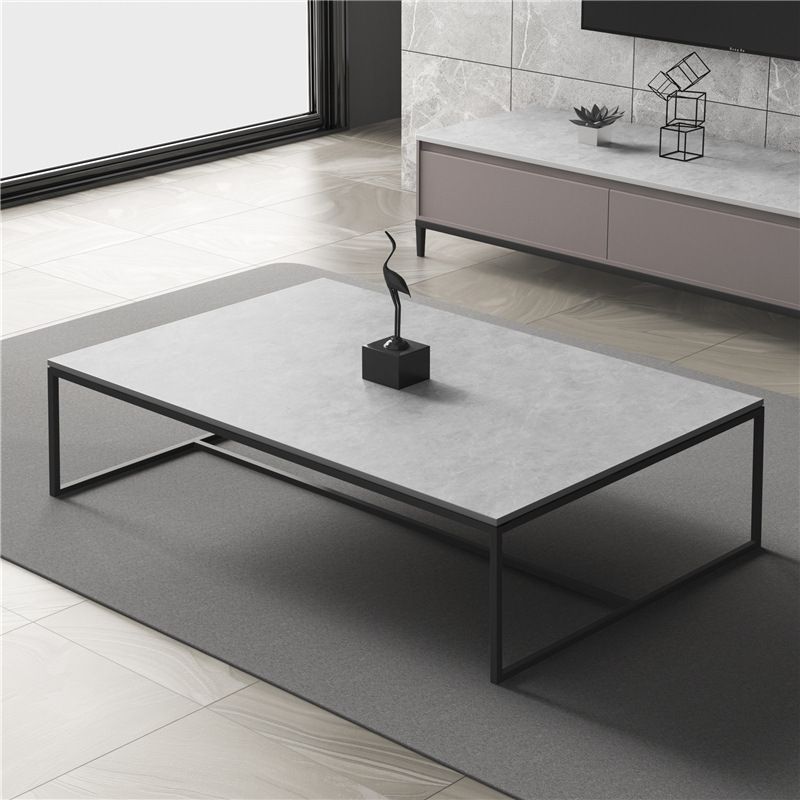 Trestle 1 Single Coffee Table Rectangular Slate Top Coffee Table in Gray