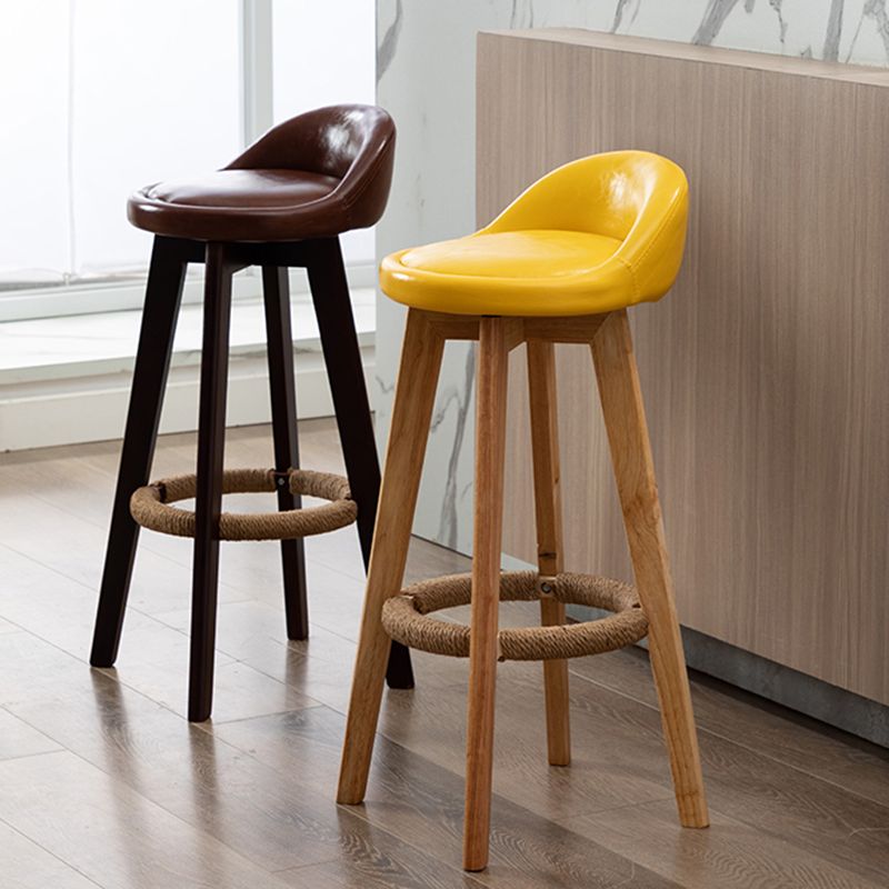 Nordic Wood Swivel Barstool Low Back Indoor Tall Stool with Upholstered Clearhalo 'Bar Furniture' 'Bar Stools' 'bar_stools' 'furn' 'furn_bar_stools' 'furniture_bar_stools' 'Kitchen & Dining Furniture' 'kitchen&dining_furn' 'kitchen' 'kitchen_furn' Furniture' 1200x1200_f9ffc869-59ee-4571-a235-a74c4cdbad31