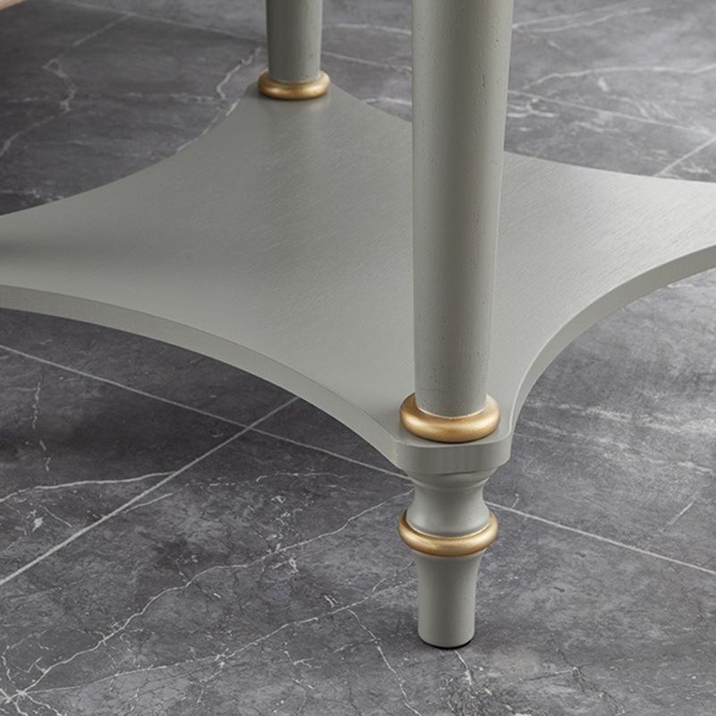 4 Legs Solid Oak Drawer Side Table Round End Table with Shelf