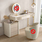 Beige Vanity Dressing Table Set Stool & Storage Drawers Vanity