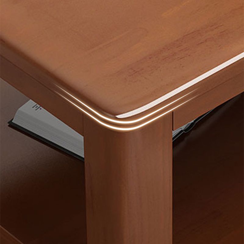 長方形の4脚ベースソリッドウッドテーブルストレージシェルフの北欧スタイルのコーヒーテーブル