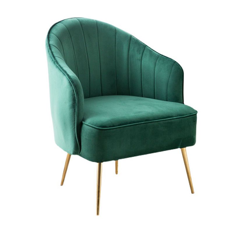 24.4"Wide Velvet Sloped Arms Barrel Chair with Basic Four Legs and Sewn Pillow Back Clearhalo 'Accent Chairs' 'accent_chairs' 'Chairs & Seating' 'furn' 'furn_accent_chairs' 'Furniture' 'furniture_accent_chairs' 'Living Room Furniture' 1200x1200_fa05becb-5fab-4654-a0df-51c6fab69575