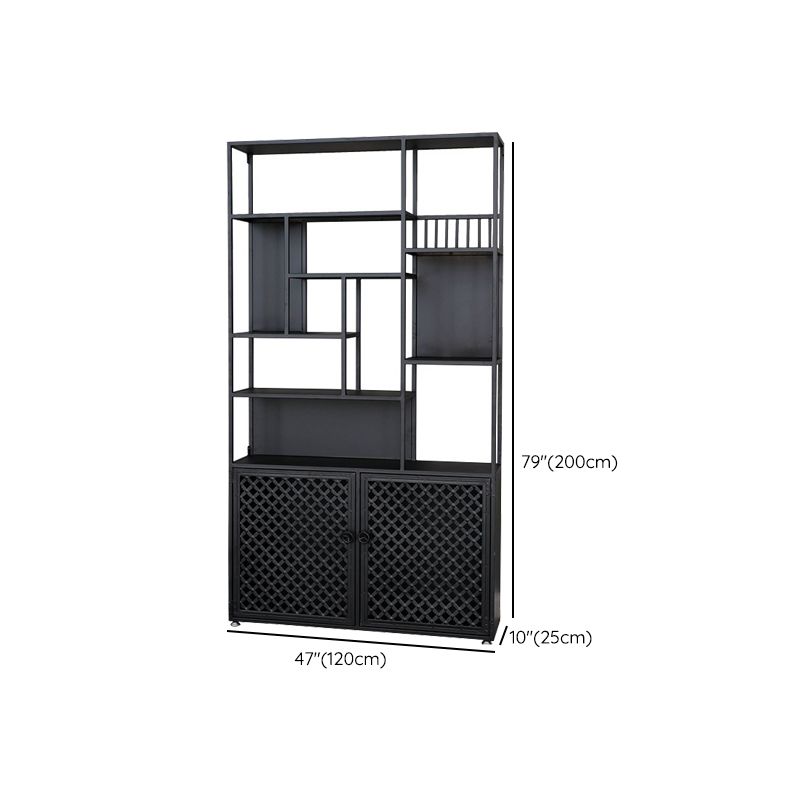 78.74" H Industrial Black Shelf Bookcase Etagere Metal Bookshelf