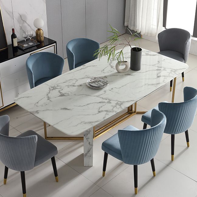 Traditional Luxury Dining Table Rectangle Stone Dining Table with Gold Frame Clearhalo ' dining_table' 'Dining Tables & Seating' 'Dining Tables' 'furn' 'furn_dining_table' 'Furniture' 'furniture_dining_table' 'Kitchen & Dining Furniture' 'kitchen&dining_furn' 'kitchen' 'kitchen_dining_table' 1200x1200_fa0682a9-01be-49b9-bf5b-59b97d2a03f5