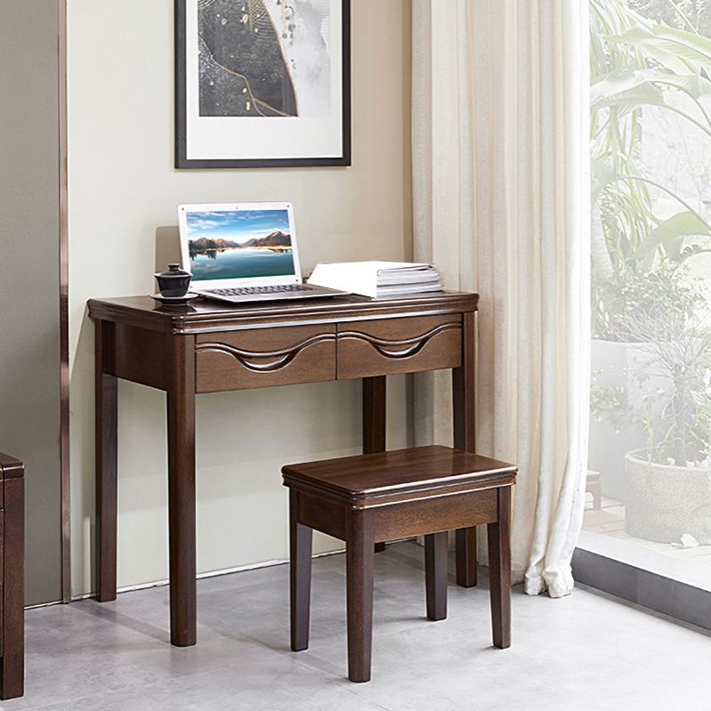 Solid Wood 2 Drawers Office Desk Bedroom Parsons Base Writing Desk Clearhalo 'furn' 'furn_office_desk' 'Furniture' 'Office Desks' 'Office Furniture' 'office_desk' 1200x1200_fa06ebd6-8931-4221-9cd2-7e0e1f3692e7